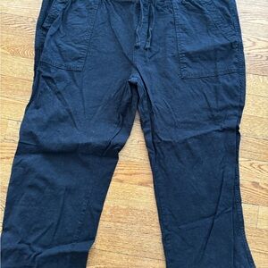 Denver Hayes Black Linen Ankle Pants